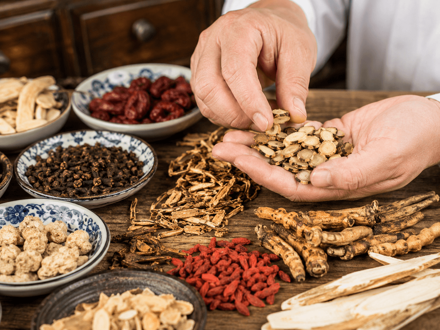 Traditional Chinese Medicine herbs and cultural materials